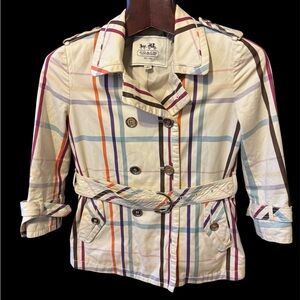 Coach Women's Plaid Cotton Trench Jacket in Multi size S in great condition
